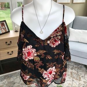 {Cupcakes & Cashmere} Velvet Cold Shoulder Top